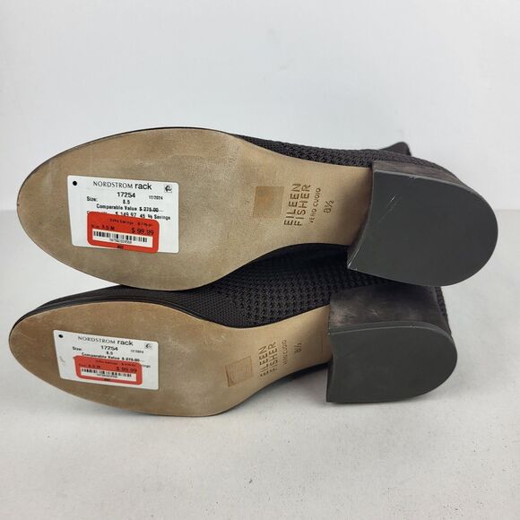 Eileen Fisher Alas Tall Boots Stretchy Knit Mesh Chocolate Brown Size 8.5 - Picture 7 of 8